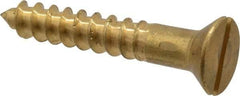 Value Collection - #14, 1-1/2" OAL, Slotted Drive, Flat Head Wood Screw - ASME B18.6.1, Brass - Apex Tool & Supply