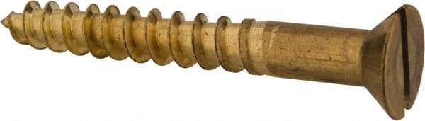 Value Collection - #14, 2" OAL, Slotted Drive, Flat Head Wood Screw - ASME B18.6.1, Brass - Apex Tool & Supply