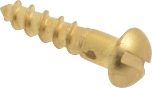 Value Collection - #2, 3/8" Length Under Head, Slotted Drive, Round Head Wood Screw - ASME B18.6.1, Brass - Apex Tool & Supply