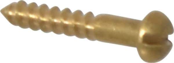 Value Collection - #2, 1/2" Length Under Head, Slotted Drive, Round Head Wood Screw - ASME B18.6.1, Brass - Apex Tool & Supply