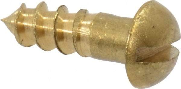 Value Collection - #4, 3/8" Length Under Head, Slotted Drive, Round Head Wood Screw - ASME B18.6.1, Brass - Apex Tool & Supply