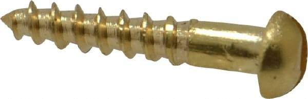 Value Collection - #4, 5/8" Length Under Head, Slotted Drive, Round Head Wood Screw - ASME B18.6.1, Brass - Apex Tool & Supply