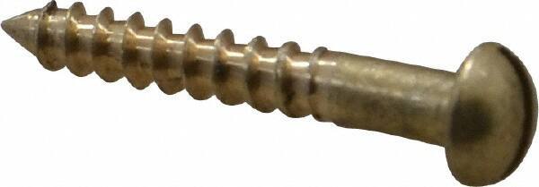 Value Collection - #4, 3/4" Length Under Head, Slotted Drive, Round Head Wood Screw - ASME B18.6.1, Brass - Apex Tool & Supply