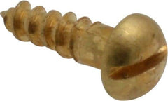 Value Collection - #6, 1/2" Length Under Head, Slotted Drive, Round Head Wood Screw - ASME B18.6.1, Brass - Apex Tool & Supply
