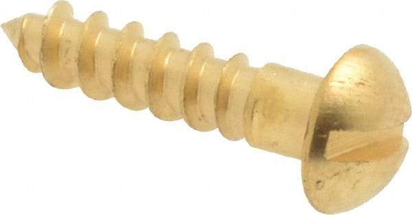 Value Collection - #6, 5/8" Length Under Head, Slotted Drive, Round Head Wood Screw - ASME B18.6.1, Brass - Apex Tool & Supply
