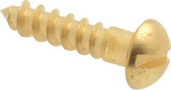 Value Collection - #6, 5/8" Length Under Head, Slotted Drive, Round Head Wood Screw - ASME B18.6.1, Brass - Apex Tool & Supply
