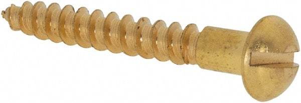 Value Collection - #6, 1" Length Under Head, Slotted Drive, Round Head Wood Screw - ASME B18.6.1, Brass - Apex Tool & Supply