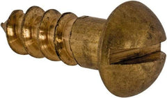 Value Collection - #8, 1/2" Length Under Head, Slotted Drive, Round Head Wood Screw - ASME B18.6.1, Brass - Apex Tool & Supply