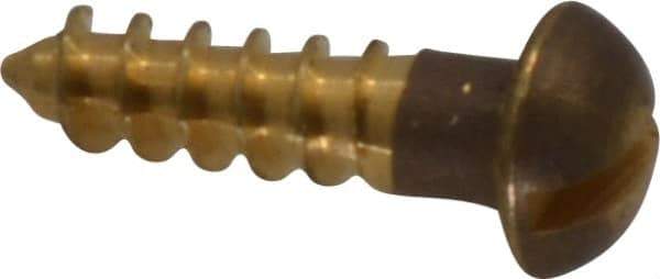 Value Collection - #8, 5/8" Length Under Head, Slotted Drive, Round Head Wood Screw - ASME B18.6.1, Brass - Apex Tool & Supply