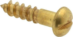Value Collection - #8, 3/4" Length Under Head, Slotted Drive, Round Head Wood Screw - ASME B18.6.1, Brass - Apex Tool & Supply