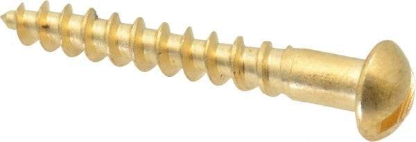 Value Collection - #8, 1-1/4" Length Under Head, Slotted Drive, Round Head Wood Screw - ASME B18.6.1, Brass - Apex Tool & Supply
