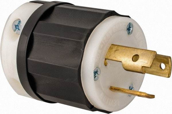 Leviton - 125 VAC, 30 Amp, L5-30P Configuration, Industrial Grade, Self Grounding Plug - 1 Phase, 2 Poles, 0.385 to 0.86 Inch Cord Diameter - Apex Tool & Supply
