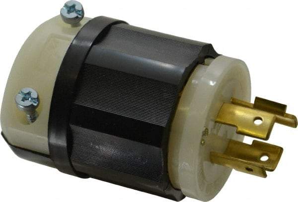 Leviton - 125/250 VAC, 20 Amp, L14-20P Configuration, Industrial Grade, Self Grounding Plug - 1 Phase, 3 Poles, 0.595 to 0.895 Inch Cord Diameter - Apex Tool & Supply