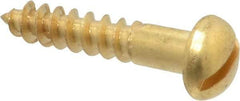Value Collection - #10, 1" Length Under Head, Slotted Drive, Round Head Wood Screw - ASME B18.6.1, Brass - Apex Tool & Supply