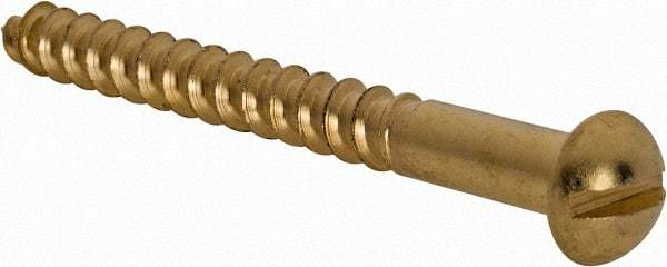 Value Collection - #10, 2" Length Under Head, Slotted Drive, Round Head Wood Screw - ASME B18.6.1, Brass - Apex Tool & Supply