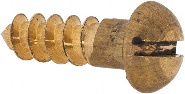 Value Collection - #12, 3/4" Length Under Head, Slotted Drive, Round Head Wood Screw - ASME B18.6.1, Brass - Apex Tool & Supply