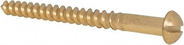 Value Collection - #12, 2-1/2" Length Under Head, Slotted Drive, Round Head Wood Screw - ASME B18.6.1, Brass - Apex Tool & Supply