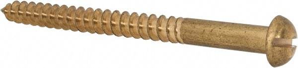 Value Collection - #14, 3" Length Under Head, Slotted Drive, Round Head Wood Screw - ASME B18.6.1, Brass - Apex Tool & Supply