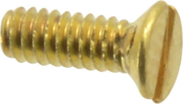 Value Collection - #2-56 UNC, 1/4" OAL Slotted Drive Machine Screw - Flat Head, Brass, Uncoated, Without Washer - Apex Tool & Supply