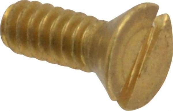 Value Collection - #6-32 UNC, 3/8" OAL Slotted Drive Machine Screw - Flat Head, Brass, Without Washer - Apex Tool & Supply