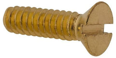 Value Collection - #6-32 UNC, 1/2" OAL Slotted Drive Machine Screw - Flat Head, Brass, Without Washer - Apex Tool & Supply