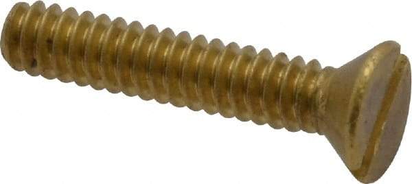 Value Collection - #6-32 UNC, 3/4" OAL Slotted Drive Machine Screw - Flat Head, Brass, Without Washer - Apex Tool & Supply