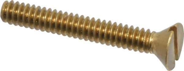 Value Collection - #6-32 UNC, 1" OAL Slotted Drive Machine Screw - Flat Head, Brass, Without Washer - Apex Tool & Supply