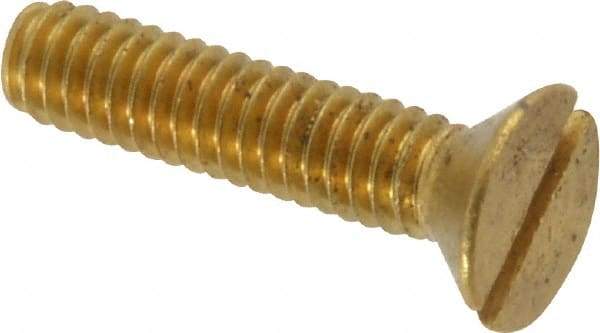 Value Collection - #8-32 UNC, 3/4" OAL Slotted Drive Machine Screw - Flat Head, Brass, Without Washer - Apex Tool & Supply