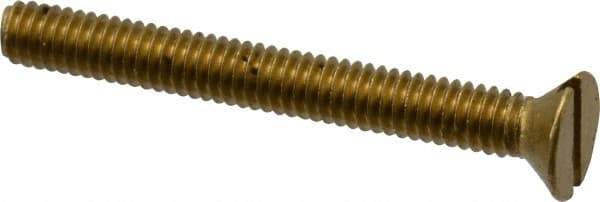Value Collection - #8-32 UNC, 1-1/2" OAL Slotted Drive Machine Screw - Flat Head, Brass, Without Washer - Apex Tool & Supply
