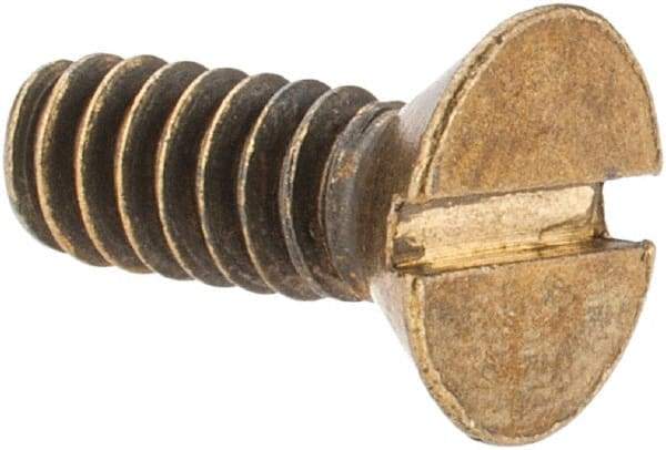 Value Collection - #10-24 UNC, 1/2" OAL Slotted Drive Machine Screw - Flat Head, Brass, Without Washer - Apex Tool & Supply