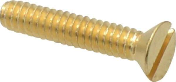 Value Collection - #10-24 UNC, 1" OAL Slotted Drive Machine Screw - Flat Head, Brass, Without Washer - Apex Tool & Supply