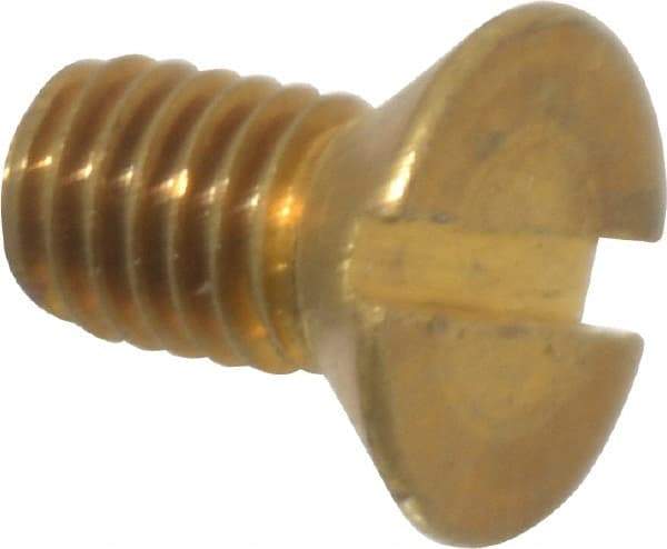 Value Collection - #10-32 UNF, 3/8" OAL Slotted Drive Machine Screw - Flat Head, Brass, Without Washer - Apex Tool & Supply