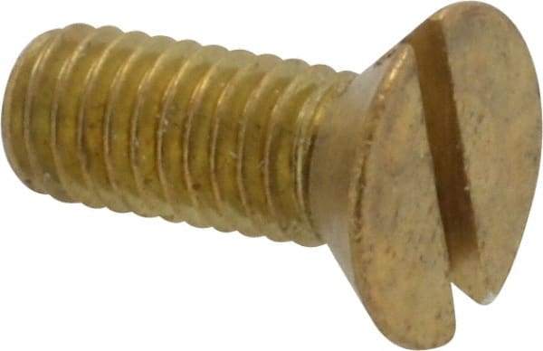 Value Collection - #10-32 UNF, 1/2" OAL Slotted Drive Machine Screw - Flat Head, Brass, Without Washer - Apex Tool & Supply