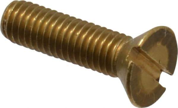 Value Collection - #10-32 UNF, 3/4" OAL Slotted Drive Machine Screw - Flat Head, Brass, Without Washer - Apex Tool & Supply