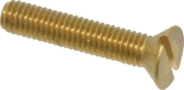 Value Collection - #10-32 UNF, 1" OAL Slotted Drive Machine Screw - Flat Head, Brass, Without Washer - Apex Tool & Supply