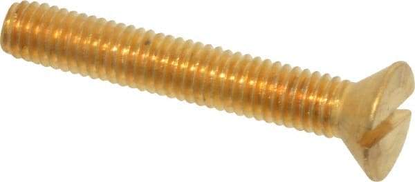 Value Collection - #10-32 UNF, 1-1/4" OAL Slotted Drive Machine Screw - Flat Head, Brass, Without Washer - Apex Tool & Supply