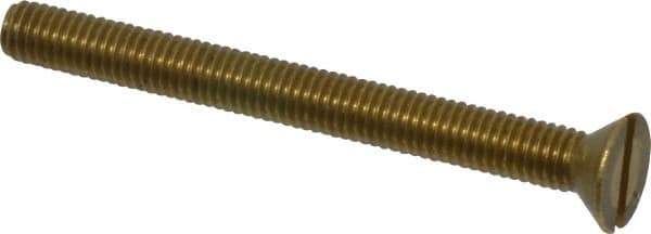 Value Collection - #10-32 UNF, 2" OAL Slotted Drive Machine Screw - Flat Head, Brass, Without Washer - Apex Tool & Supply