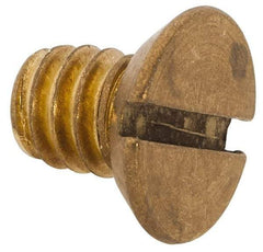 Value Collection - 1/4-20 UNC, 3/8" OAL Slotted Drive Machine Screw - Flat Head, Brass, Uncoated, Without Washer - Apex Tool & Supply