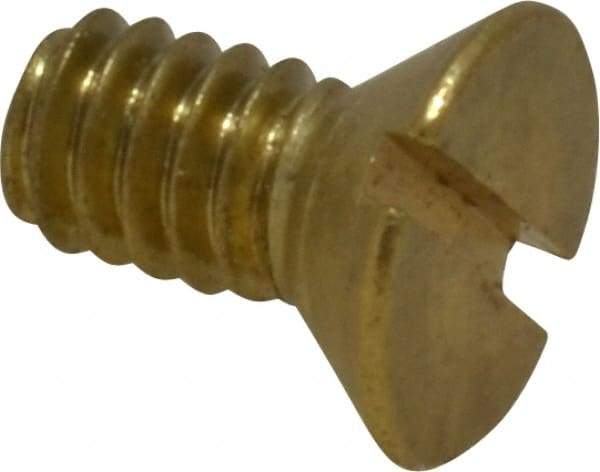 Value Collection - 1/4-20 UNC, 1/2" OAL Slotted Drive Machine Screw - Flat Head, Brass, Without Washer - Apex Tool & Supply
