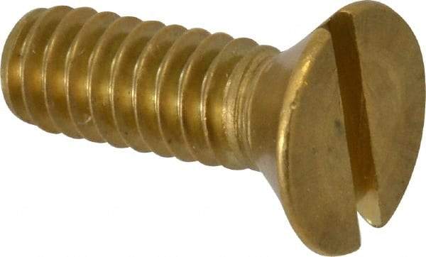Value Collection - 1/4-20 UNC, 3/4" OAL Slotted Drive Machine Screw - Flat Head, Brass, Without Washer - Apex Tool & Supply