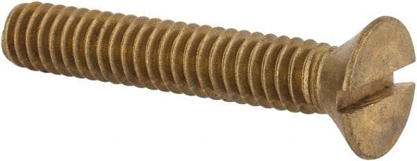 Value Collection - 1/4-20 UNC, 1-1/2" OAL Slotted Drive Machine Screw - Flat Head, Brass, Without Washer - Apex Tool & Supply