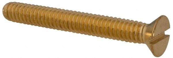 Value Collection - 1/4-20 UNC, 2" OAL Slotted Drive Machine Screw - Flat Head, Brass, Without Washer - Apex Tool & Supply