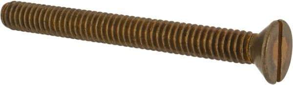 Value Collection - 1/4-20 UNC, 2-1/2" OAL Slotted Drive Machine Screw - Flat Head, Brass, Without Washer - Apex Tool & Supply