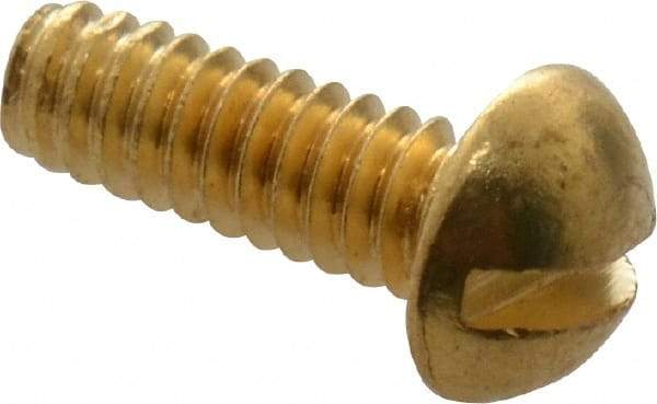 Value Collection - #2-56 UNC, 1/4" Length Under Head Slotted Drive Machine Screw - Round Head, Brass, Uncoated, Without Washer - Apex Tool & Supply