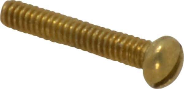 Value Collection - #2-56 UNC, 1/2" Length Under Head Slotted Drive Machine Screw - Round Head, Brass, Uncoated, Without Washer - Apex Tool & Supply