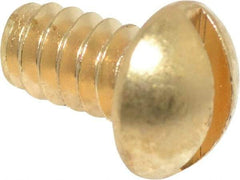 Value Collection - #6-32 UNC, 1/4" Length Under Head Slotted Drive Machine Screw - Round Head, Brass, Without Washer - Apex Tool & Supply
