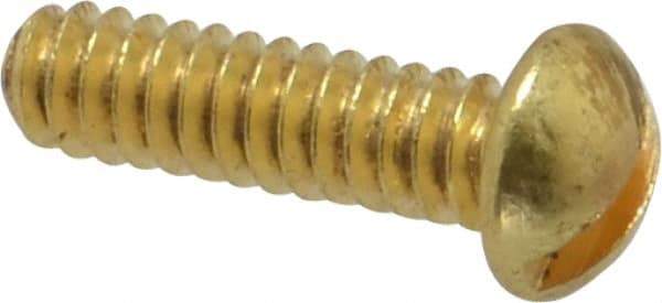 Value Collection - #6-32 UNC, 1/2" Length Under Head Slotted Drive Machine Screw - Round Head, Brass, Without Washer - Apex Tool & Supply