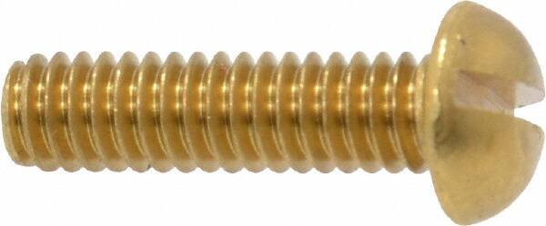 Value Collection - #8-32 UNC, 5/8" Length Under Head Slotted Drive Machine Screw - Round Head, Brass, Without Washer - Apex Tool & Supply
