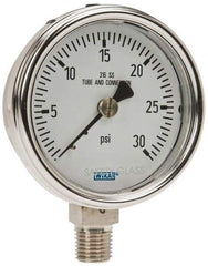 Wika - 2-1/2" Dial, 1/4 Thread, 0-30 Scale Range, Pressure Gauge - Lower Connection Mount, Accurate to 2-1-2% of Scale - Apex Tool & Supply