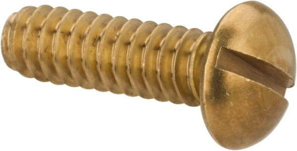 Value Collection - #10-24 UNC, 5/8" Length Under Head Slotted Drive Machine Screw - Round Head, Brass, Without Washer - Apex Tool & Supply
